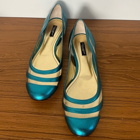 Dolce & Gabbana Metallic Striped See Through Clear Ballet Flats - Picture 4 of 16